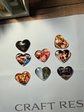 1 1/2 inch heart glass photo magnets, set of 3