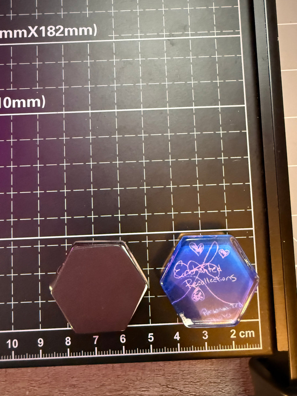 1.5 inch Hexagon glass photo magnets, set of 3