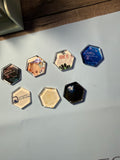 1.5 inch Hexagon glass photo magnets, set of 3