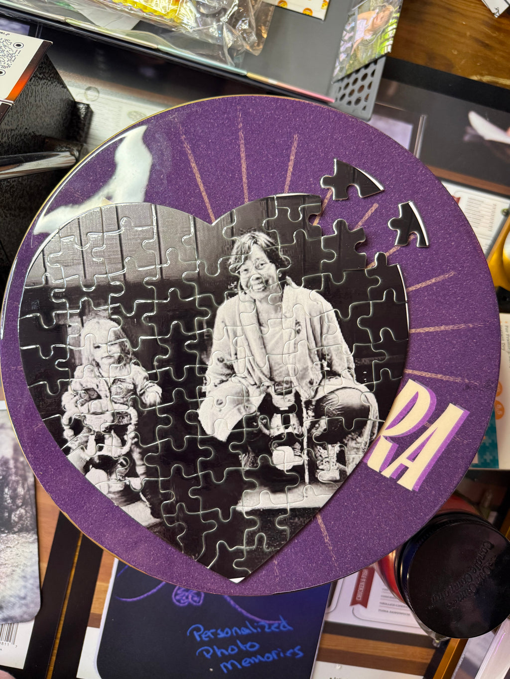 personalized 7.4 inch heart jigsaw puzzle