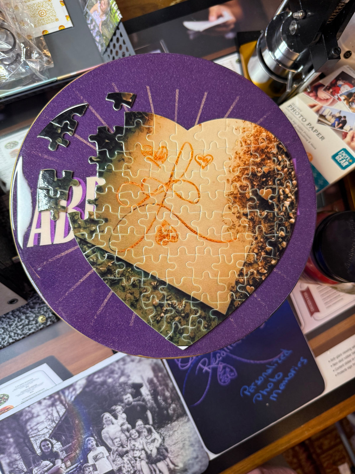 personalized 7.4 inch heart jigsaw puzzle
